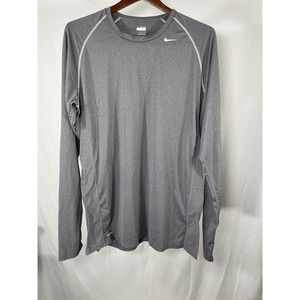 Nike Pro Shirt Men's Extra Large Gray FitDry Activewear Long Sleeve Pullover XL